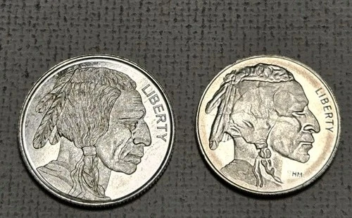 Lot of 2-1/10th oz .999 Silver Rounds Indian Head Buffalo Different Mints