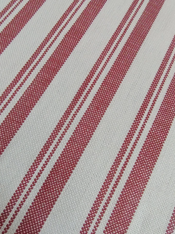SCHUMACHER Capri Miles Redd Red & White Stripe 100% Linen Remnant Sample 26x26 - Image 3 of 3