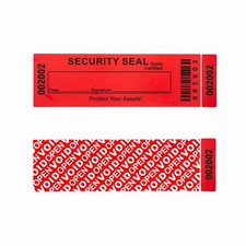 Tamper Evident Security Seal Labels 1.38 x 4.72 in Red - Triple Serial Numbers