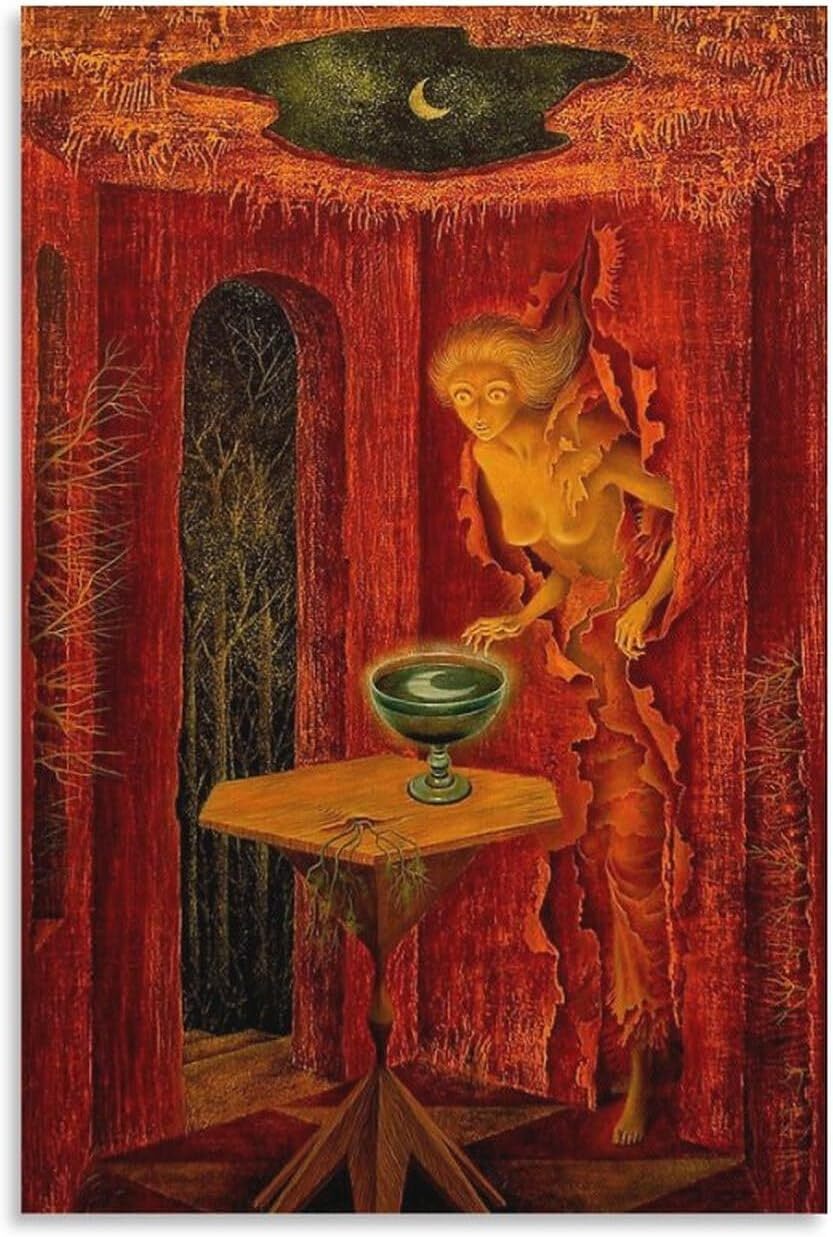 Surreal Fantasy Art Poster Born Again by Mexican Artist Remedios Varo