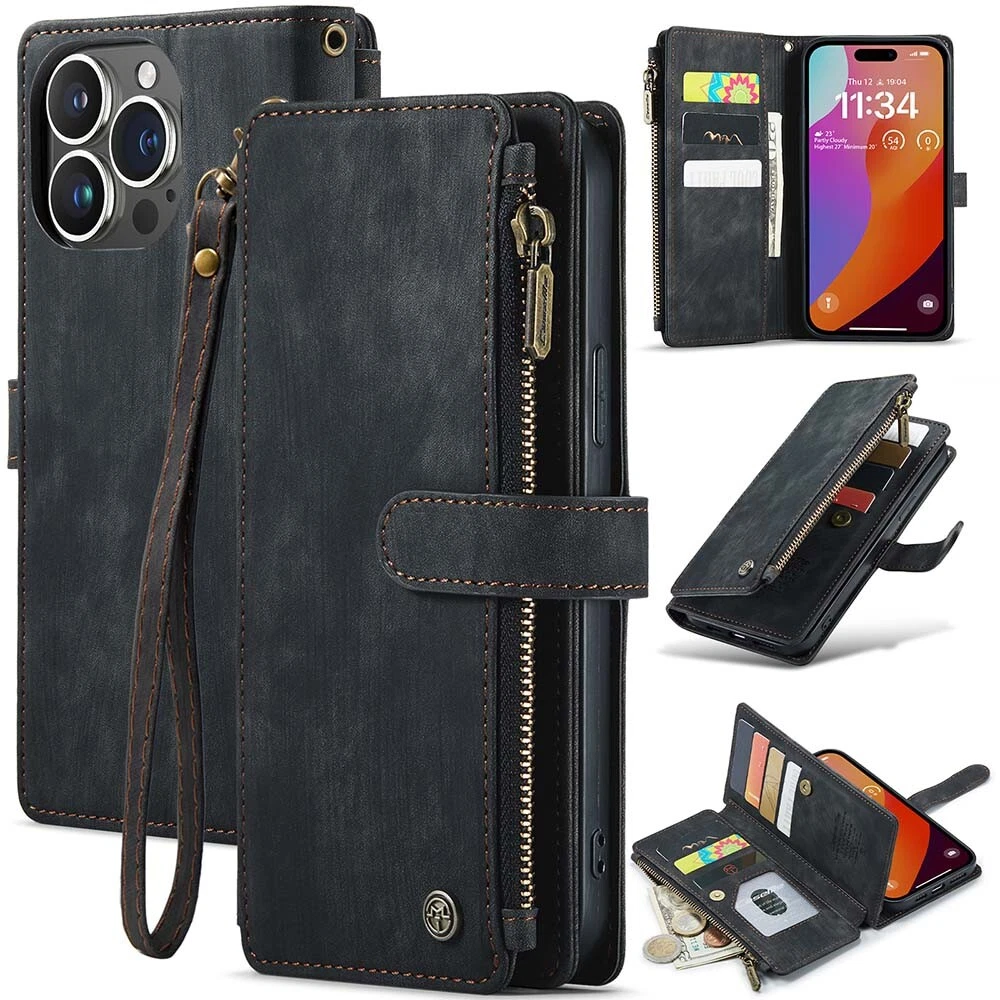 Durable Wallet Phone Case for Apple iPhone 15 14 13 12 11 Pro Pro Max