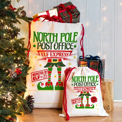 KRAFTYGIFTSUK Personalised Santa Sack Childrens Christmas Bag Elf Express Kids Xmas Gift NS048