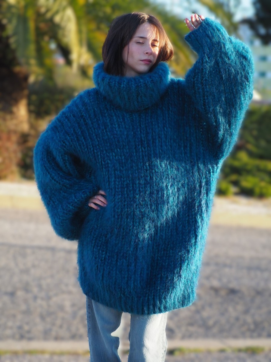Mohair Sweater Thick Oversize 100% Natural Mohair Yarn Handknitted