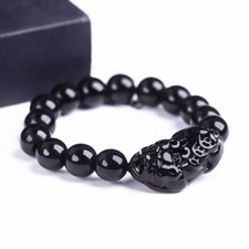 Feng Shui Black Obsidian Pi Xiu Wealth Bracelet Attract Wealth  Good Luck Gift