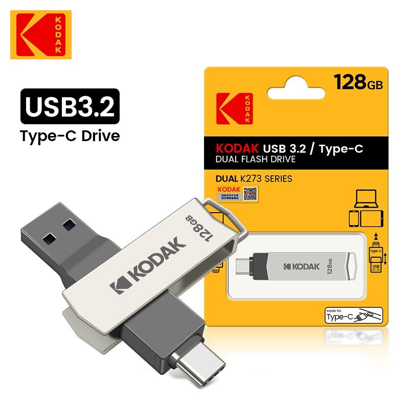 Metal USB 3.2 Flash Drive 128GB/256GB with Type C for Smartphones & Keys-image