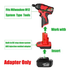 1x Adapter Fits Makita 18v LXT BL1830B Li-ion Battery To for Milwaukee M12 Tools