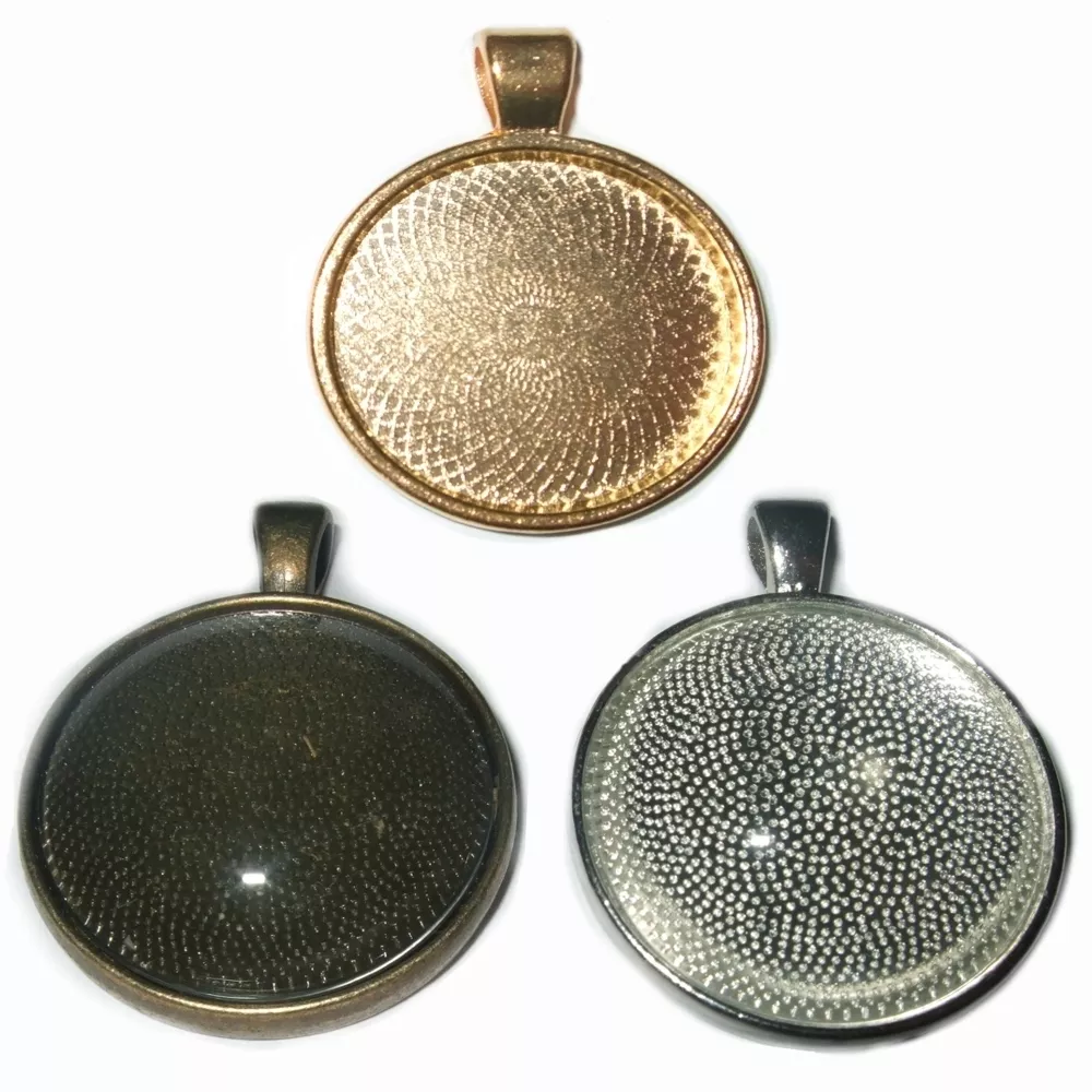 25mm TRAY ROUND SILVER BRONZE COPPER GOLD CABOCHON PENDANT
