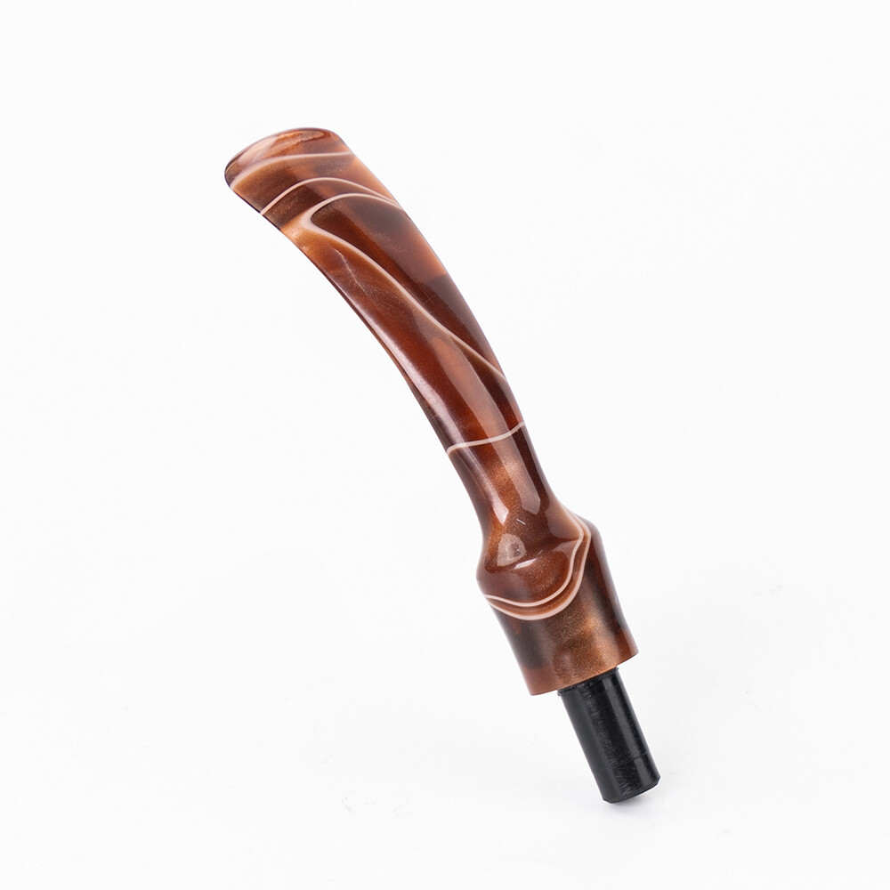 3mm Curved Tobacco Pipe Stem – Bent Acrylic Replacement Mouthpiece, Coffee Color
