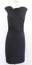 David Meister Womens Solid Black Draped Neck Ruched Sheath Dress Size 8 Lbd