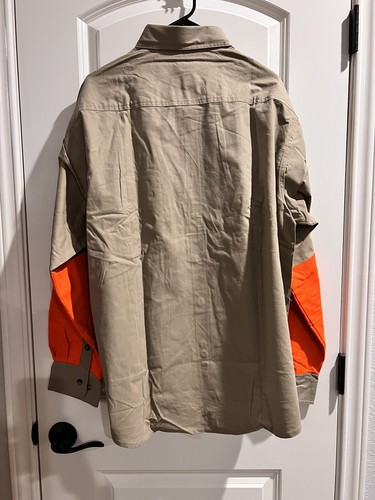 BOB ALLEN HIGH PRAIRIE LONG SLEEVE HUNTING SHIRT TAN / ORANGE HALLIBURTON LOGO - Picture 8 of 8