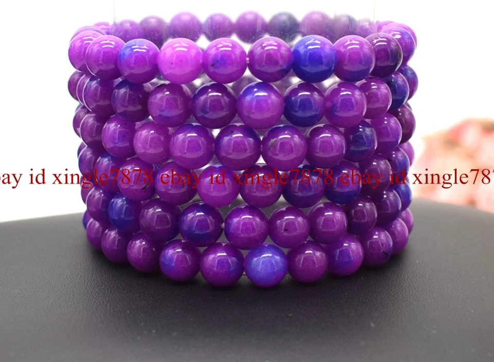 Lotes por atacado 6 peças 7,5" 8mm roxo sugilite pedras preciosas de cura pulseira elástica AAAA - Imagem 2 de 4