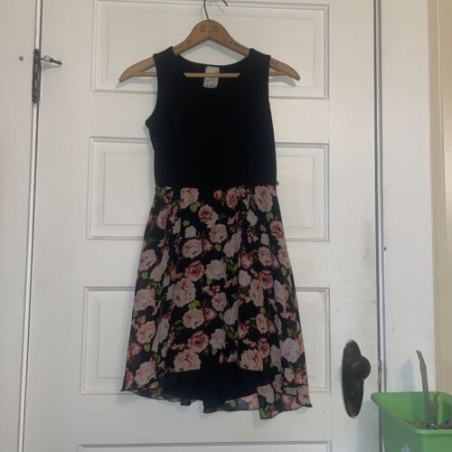Girl's Lily Bleu Black & Floral Dress, Size L (14)