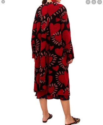 Farm Rio Hearts Red Midi Cardigan Small | eBay
