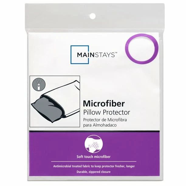 Mainstays Microfiber Zippered Pillow Protectors Standard Queen Size