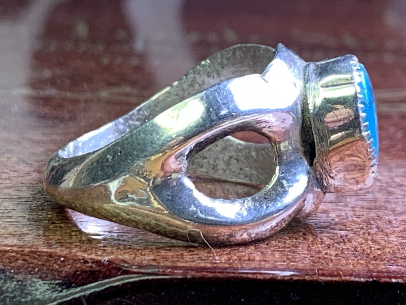 🪶VINTAGE NAVAJO TURQUOISE SOLID SILVER MANS RING… - image 6