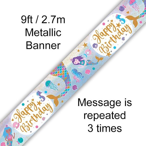 Estandarte Feliz Cumpleaños Sirena Brillante ~ Decoración Fiesta de Cumpleaños Bunting - Imagen 8 de 9
