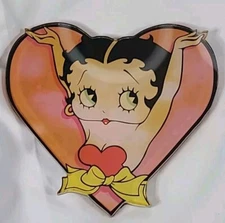Betty Boop Coaster 4" Heart Shaped 1999 Red Dress Yellow Bow Hearts KFS Hearst 