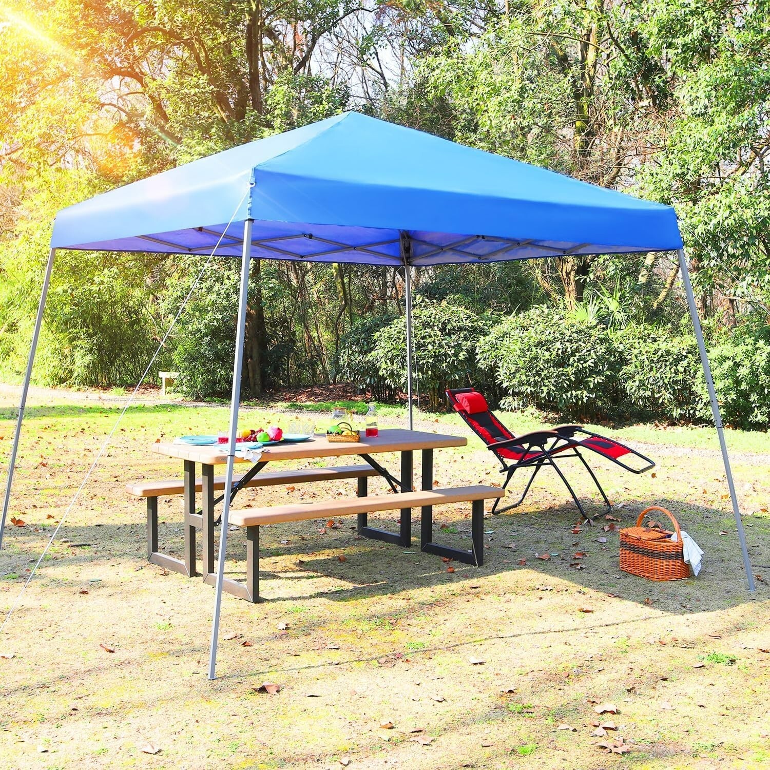 Blue Slant Leg Uv Block W/ Carry Bag 81 Sq. Ft Of Shade