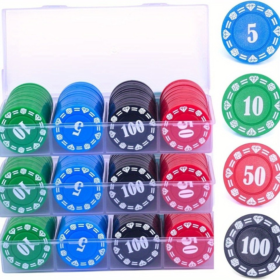 Plastic Poker Chips Poker Chip Set with Storage Box,Denomination 400