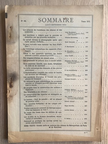 SCIENCE ET VIE n°46 de 8/1918; Téléphoner en automobile ou marchant/ Banane