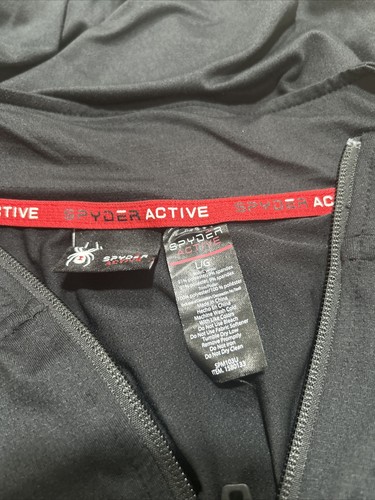Spyder Active Shirt Mens Large Black Pullover Long Sleeve 1/4 Zip Graphic - Picture 7 of 8