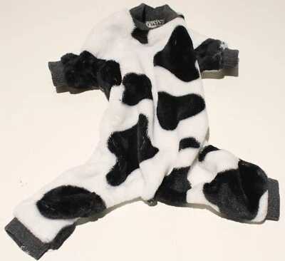 Fitwarm Dog Pajamas Clothes Jumpsuit XS Plush Milk Cow Soft 8" Back Length - Image 1 of 4