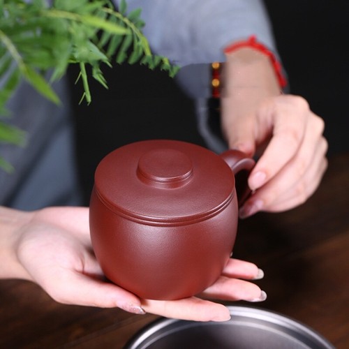 Infuser Mug Real Yixing Zisha Office Tea Cup With Handle Lid Old Purple Clay New - Picture 4 of 8