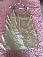 Vintage California Dynasty Nightgown Lingerie Gold Slip Dress 1960s Made In USA