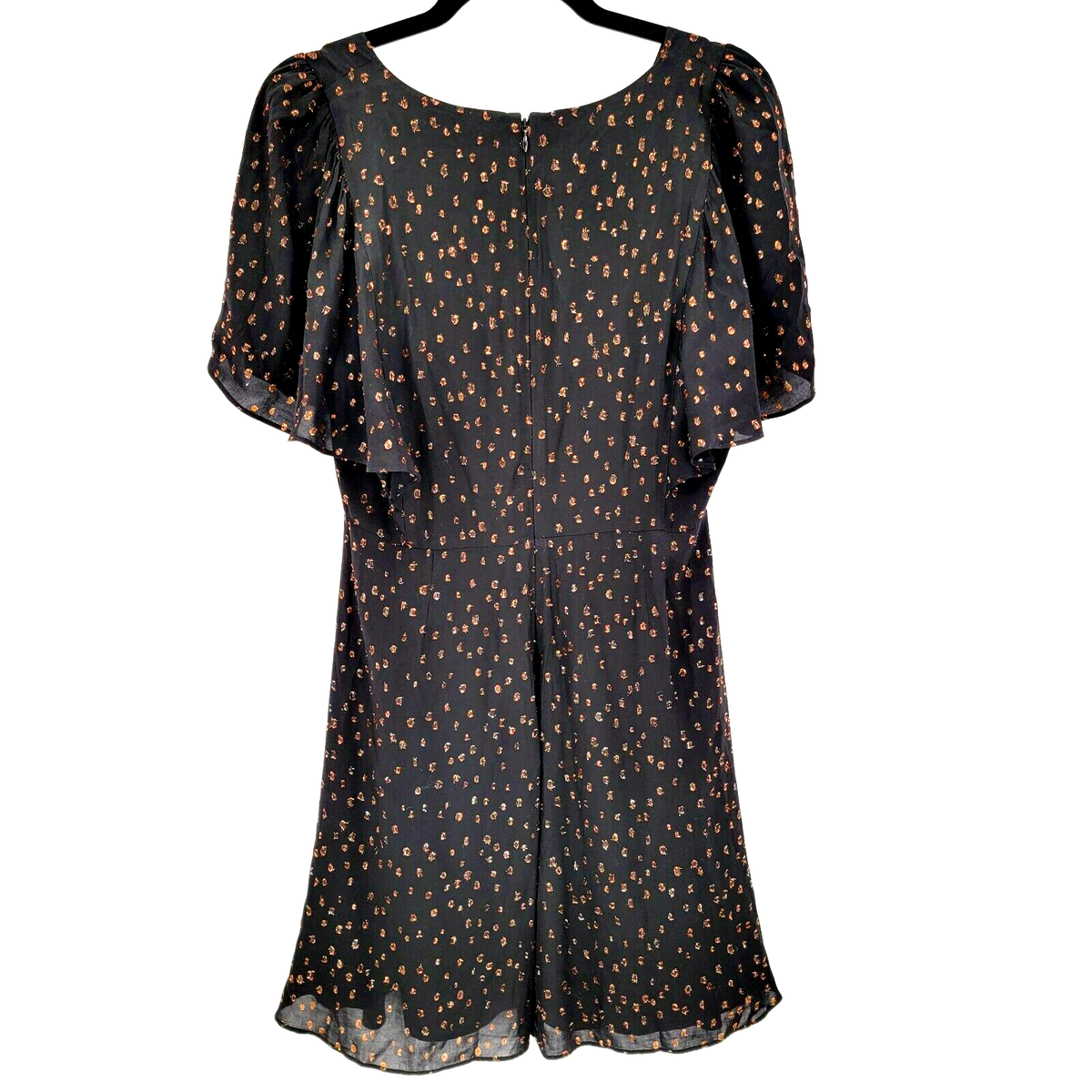 Madewell Women's 8 Black Gold Metallic Romantic Ruffle Sleeve Faux Wrap  Dress | eBay