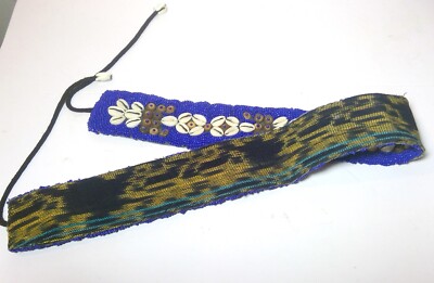 Vintage Handmade Boho Tie Belt Seashells, Deep Blue Beads | eBay display picture 2