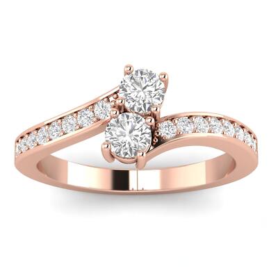 3/4ctw Diamant Ring mit zwei Steinen in 10k Rotgold (H-I, I2-I3, 3/4ctw)