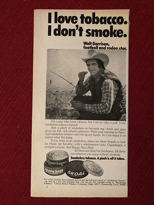 Dallas Cowboys Walt Garrison for Copenhagen & Skoal Tobacco 1973 Print Ad