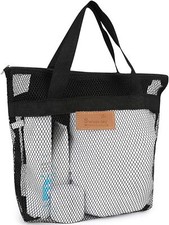 Mesh Shower Bag with Zipper,11.8x9.8Inches Small Pool Bag,Shower Bags Black