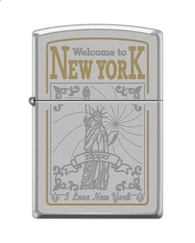 Zippo 0897, New York & Statue of Liberty, Satin Chrome Finish