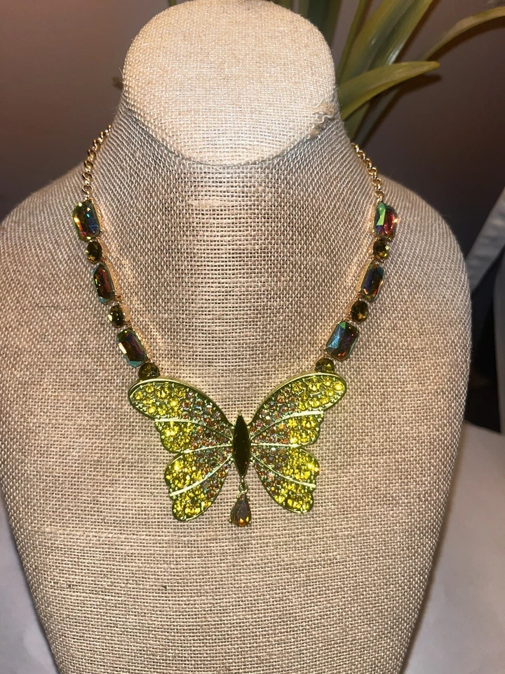 Collar Mariposa Betsey Johnson Cristal Estrás Primavera Nuevo con Etiquetas $128