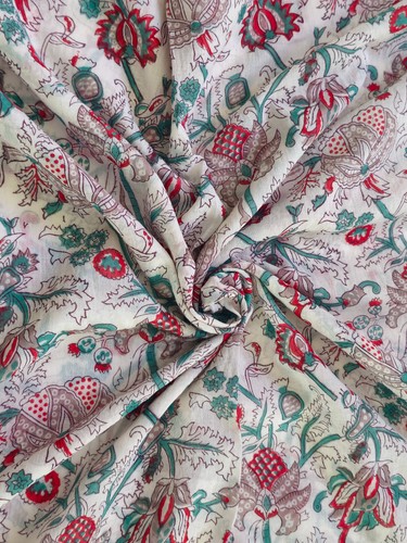 Indian Hand Block Print Dupta Scarves Soft & Breathable Sarongs Scarf Cover Up - Picture 4 of 5