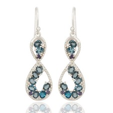 London Blue Topaz Iolite 925 Sterling Silver Dangle Earrings Gemstone Jewelry