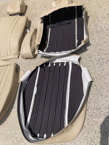 MERCEDES 450SL 380SL 107 UPHOLSTERY SEAT KIT MB TEX VINYL PALOMINO/GERMAN CLOTH - Picture 13 of 13