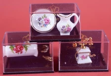 Reutter Porcelain Cane Stand Telephone Pitcher Basin 3  Dollhouse Furniture NIB