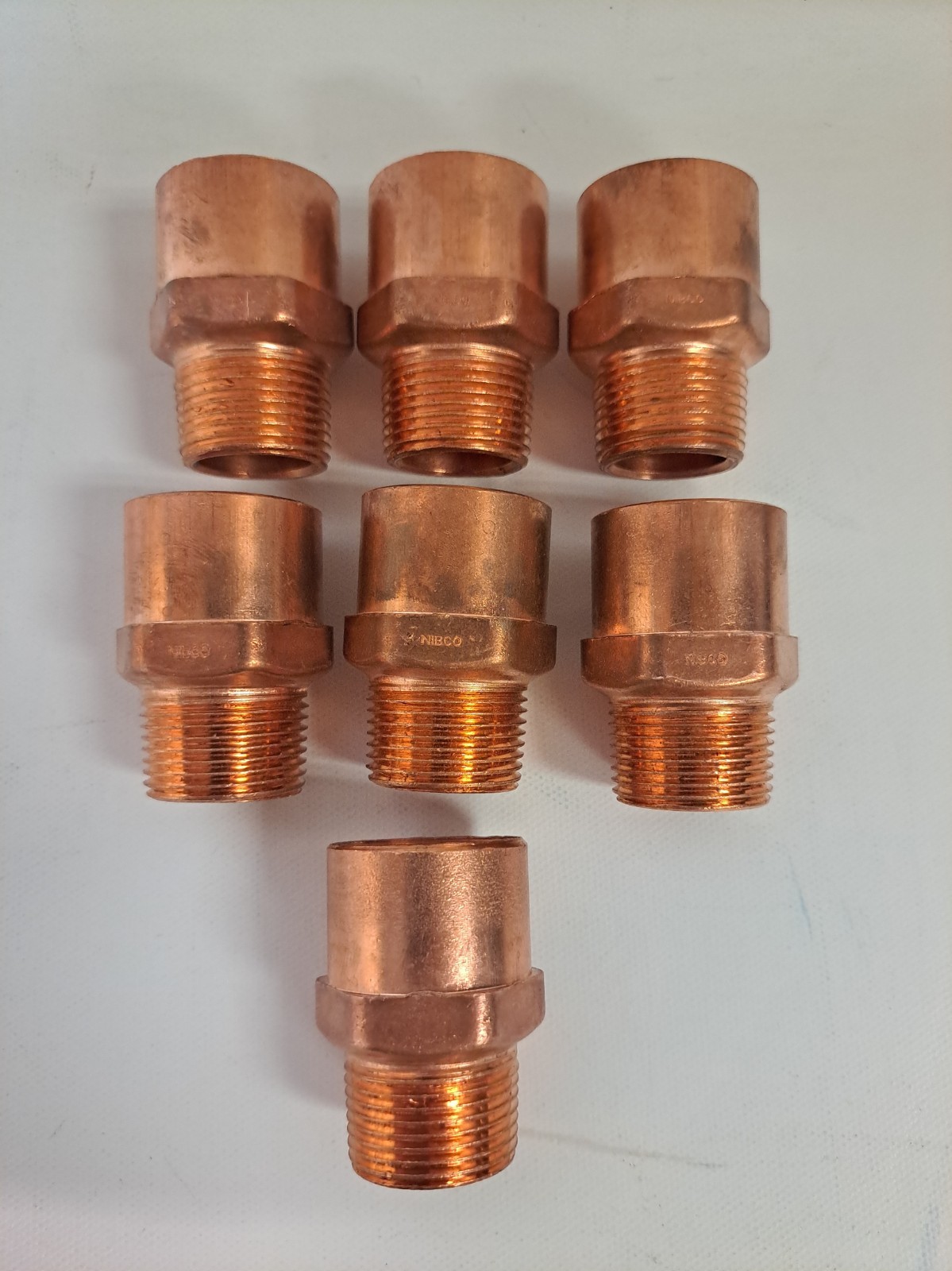 Lot of 7 NIBCO 604-2 3/4 MNPT x 1 in Sweat Male Copper Adapter Fitting Wrot NEW