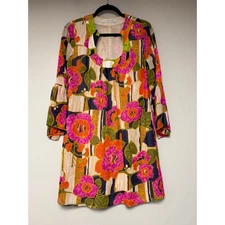 Trina Turk Bold Floral Print Bell Sleeve Shift Dress Women's