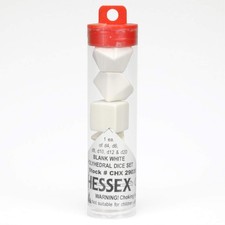 White Blank Dice with No Pips 16mm 5/8in Set of 6 Chessex