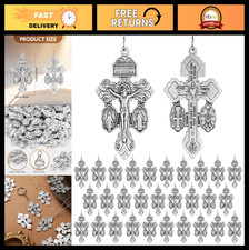30 Pcs Silver Catholic Crucifix Cross Charms 2.2" for Rosary Jewelry Making