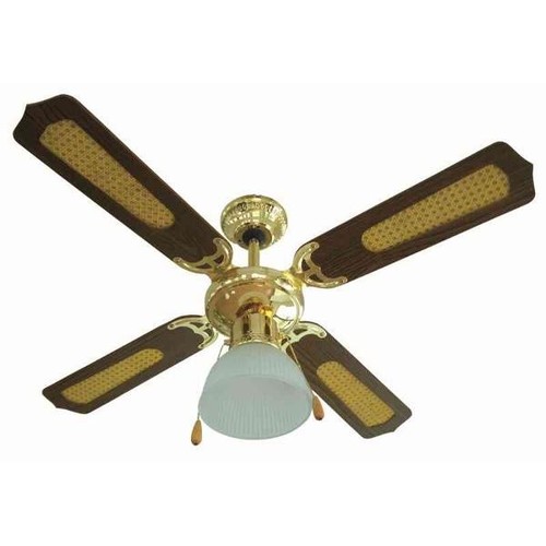 Princess Trio Ventilatore A Soffitto 105 Cm - Ottone Lucido E Pale In Rovere/Mogano