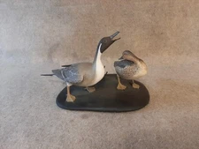 Pair Carved Miniature Pintail Duck Decoys branded Frank Finney Cape Charles VA