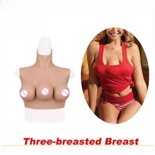 Cosplay Lifelike Silicone Breast Plate Cotton Filler for Crossdresser 3 Nipples