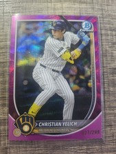 2025 Topps Bowman Chrome Christensen Yelich Pink SP #'d 027/299 Card # 70