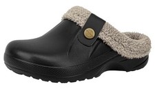 Women and Men Fur Lined Clogs Memory Foam Warm 12-13 Women/10.5-11 Men Black 1