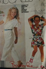 McCALL'S 2392 GIRLS LEARN TO SEW JUMPSUIT PATTERN SIZE 7 8 10
