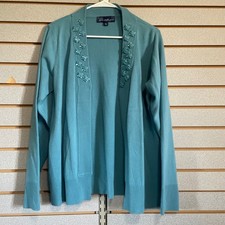Susan Graver Style Embellished Cardigan Sweater Womens Size L